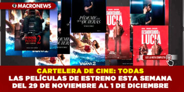 CARTELERA DE CINE: TODAS LAS PELÍCULAS DE ESTRENO ESTA SEMANA DEL 29 DE NOVIEMBRE AL 1 DE DICIEMBRE