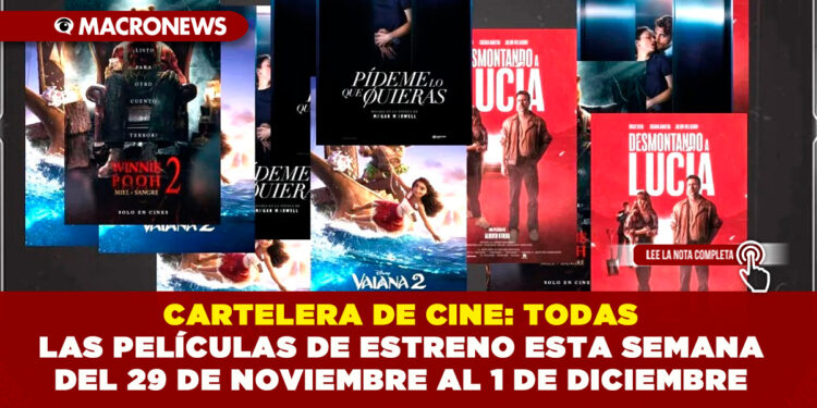 CARTELERA DE CINE: TODAS LAS PELÍCULAS DE ESTRENO ESTA SEMANA DEL 29 DE NOVIEMBRE AL 1 DE DICIEMBRE