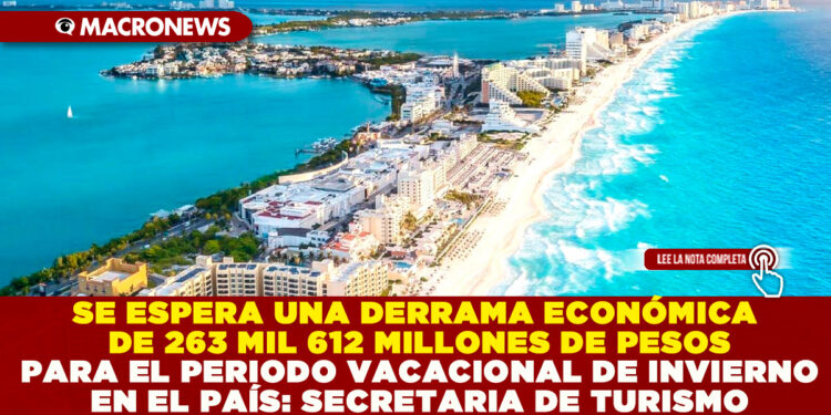 SE ESPERA UNA DERRAMA ECONÓMICA DE 263 MIL 612 MILLONES DE PESOS PARA EL PERIODO VACACIONAL DE INVIERNO EN EL PAÍS: SECRETARIA DE TURISMO