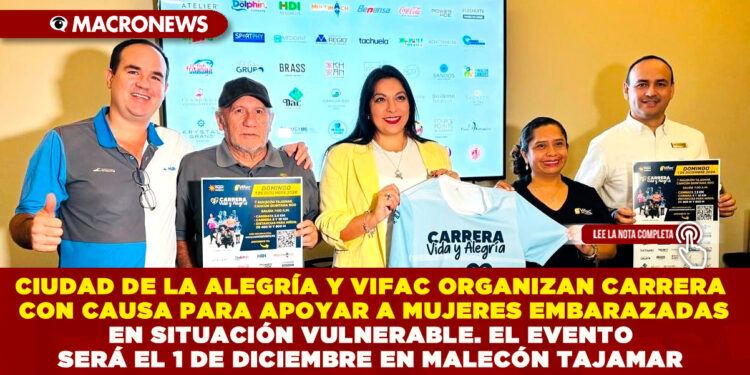 CIUDAD DE LA ALEGRÍA Y VIFAC ORGANIZAN CARRERA CON CAUSA PARA APOYAR A MUJERES EMBARAZADAS EN SITUACIÓN VULNERABLE. EL EVENTO SERÁ EL 1 DE DICIEMBRE EN MALECÓN TAJAMAR