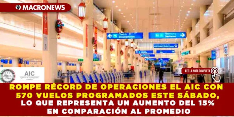 ROMPE RÉCORD DE OPERACIONES EL AIC CON 570 VUELOS PROGRAMADOS ESTE SÁBADO, LO QUE REPRESENTA UN AUMENTO DEL 15% EN COMPARACIÓN AL PROMEDIO