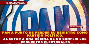PAN A PUNTO DE PERDER SU REGISTRO COMO PARTIDO POLÍTICO, AL ESTAR A UNA DÉCIMA DE NO CUMPLIR LOS REQUISITOS ELECTORALES
