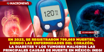 EN 2023, SE REGISTRARON 799,869 MUERTES, SIENDO LAS ENFERMEDADES DEL CORAZÓN, LA DIABETES Y LOS TUMORES MALIGNOS LAS PRINCIPALES CAUSAS DE MUERTE EN MÉXICO: INEGI
