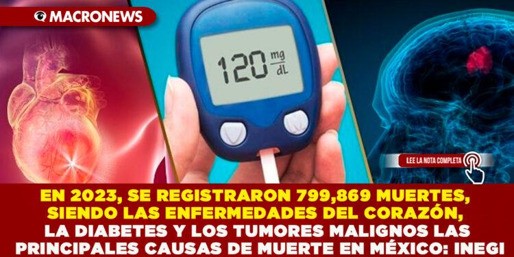 EN 2023, SE REGISTRARON 799,869 MUERTES, SIENDO LAS ENFERMEDADES DEL CORAZÓN, LA DIABETES Y LOS TUMORES MALIGNOS LAS PRINCIPALES CAUSAS DE MUERTE EN MÉXICO: INEGI