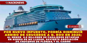 POR NUEVO IMPUESTO, PODRÍA DISMINUIR ARRIBO DE CRUCEROS A QUINTANA ROO EN 2025; AL MENOS 4.5 MILLONES DE PASAJEROS ESTARÍAN EN RIESGO DE NO LLEGAR, ADVIERTE ASOCIACIÓN DE CRUCEROS DE FLORIDA Y EL CARIBE