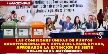 LAS COMISIONES UNIDAS DE PUNTOS CONSTITUCIONALES Y ESTUDIOS LEGISLATIVOS, APROBARON LA EXTINCIÓN DE SIETE ORGANISMOS AUTÓNOMOS