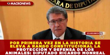 POR PRIMERA VEZ EN LA HISTORIA SE ELEVA A RANGO CONSTITUCIONAL LA PROTECCIÓN Y DEFENSA DE LOS ANIMALES: DIPUTADO RICARDO MONREAL