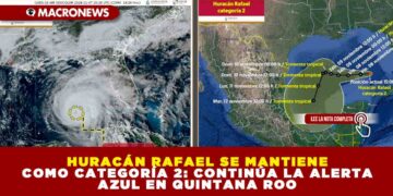 HURACÁN RAFAEL SE MANTIENE COMO CATEGORÍA 2: CONTINÚA LA ALERTA AZUL EN QUINTANA ROO