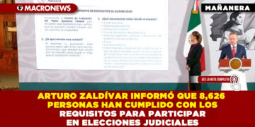 ARTURO ZALDÍVAR INFORMÓ QUE 8,626 PERSONAS HAN CUMPLIDO CON LOS REQUISITOS PARA PARTICIPAR EN ELECCIONES JUDICIALES