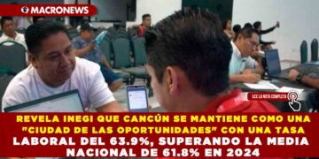 REVELA INEGI QUE CANCÚN SE MANTIENE COMO UNA «CIUDAD DE LAS OPORTUNIDADES» CON UNA TASA LABORAL DEL 63.9%, SUPERANDO LA MEDIA NACIONAL DE 61.8% EN 2024