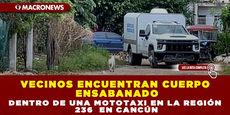 VECINOS ENCUENTRAN CUERPO ENSABANADO DENTRO DE UNA MOTOTAXI EN LA REGIÓN 236 EN CANCÚN