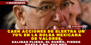 CAEN ACCIONES DE ELEKTRA UN 70% EN LA BOLSA MEXICANA DE VALORES, SALINAS PLIEGO, EL DUEÑO, PIERDE HASTA 5 MIL 500 MDD