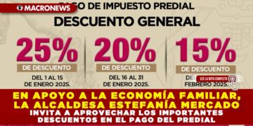 EN APOYO A LA ECONOMÍA FAMILIAR, LA ALCALDESA ESTEFANÍA MERCADO INVITA A APROVECHAR LOS IMPORTANTES DESCUENTOS EN EL PAGO DEL PREDIAL