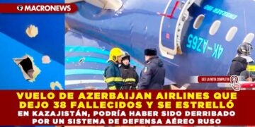 VUELO DE AZERBAIJAN AIRLINES QUE DEJO 38 FALLECIDOS Y SE ESTRELLÓ EN KAZAJISTÁN, PODRÍA HABER SIDO DERRIBADO POR UN SISTEMA DE DEFENSA AÉREO RUSO