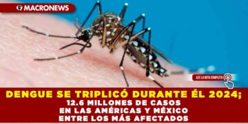 DENGUE SE TRIPLICÓ DURANTE ÉL 2024; 12.6 MILLONES DE CASOS EN LAS AMÉRICAS Y MÉXICO ENTRE LOS MÁS AFECTADOS