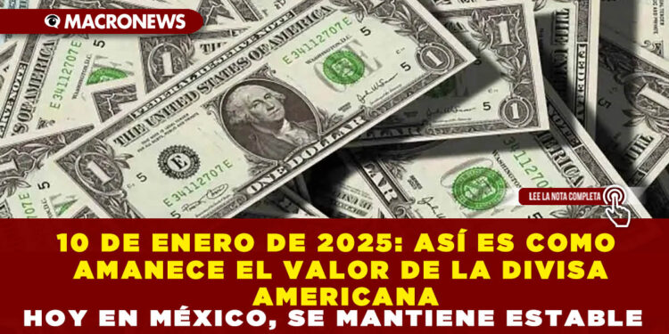 10 DE ENERO DE 2025: ASÍ ES COMO AMANECE EL VALOR DE LA DIVISA AMERICANA HOY EN MÉXICO, SE MANTIENE ESTABLE