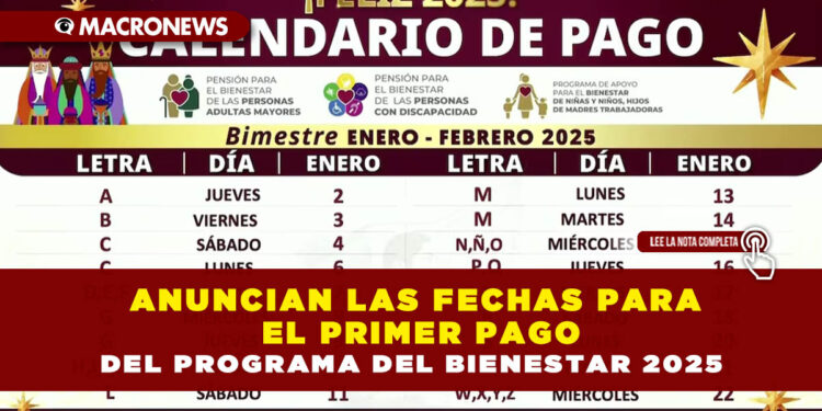 ANUNCIAN LAS FECHAS PARA EL PRIMER PAGO DEL PROGRAMA DEL BIENESTAR 2025