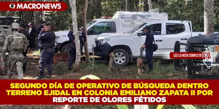 SEGUNDO DÍA DE OPERATIVO DE BÚSQUEDA DENTRO TERRENO EJIDAL EN COLONIA EMILIANO ZAPATA II POR REPORTE DE OLORES FÉTIDOS
