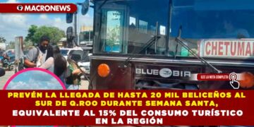 PREVÉN LA LLEGADA DE HASTA 20 MIL BELICEÑOS AL SUR DE Q.ROO DURANTE SEMANA SANTA, EQUIVALENTE AL 15% DEL CONSUMO TURÍSTICO EN LA REGIÓN