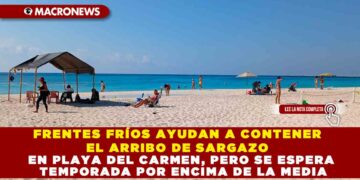 FRENTES FRÍOS AYUDAN A CONTENER EL ARRIBO DE SARGAZO EN PLAYA DEL CARMEN, PERO SE ESPERA TEMPORADA POR ENCIMA DE LA MEDIA: SECRETARIA MUNICIPAL DE MEDIO AMBIENTE