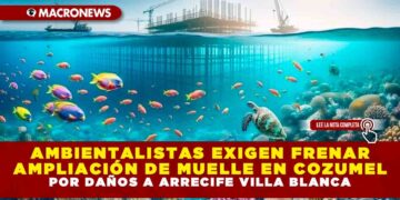 AMBIENTALISTAS EXIGEN FRENAR AMPLIACIÓN DE MUELLE EN COZUMEL POR DAÑOS A ARRECIFE VILLA BLANCA