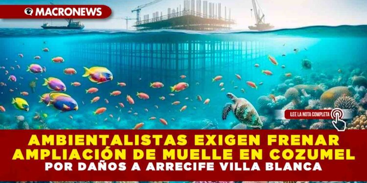 AMBIENTALISTAS EXIGEN FRENAR AMPLIACIÓN DE MUELLE EN COZUMEL POR DAÑOS A ARRECIFE VILLA BLANCA
