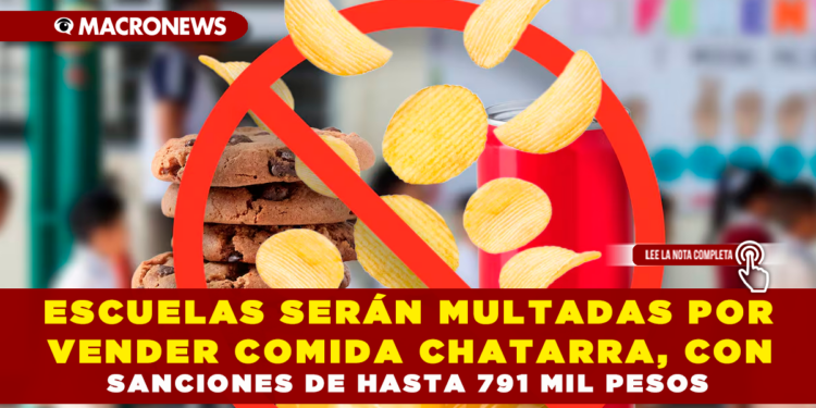 ESCUELAS SERÁN MULTADAS POR VENDER COMIDA CHATARRA, CON SANCIONES DE HASTA 791 MIL PESOS