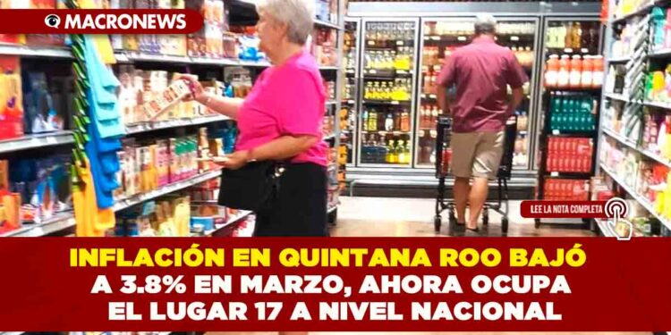 INFLACIÓN EN QUINTANA ROO BAJÓ A 3.8% EN MARZO, AHORA OCUPA EL LUGAR 17 A NIVEL NACIONAL