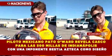 PILOTO MEXICANO PATO O’WARD REVELA CASCO PARA LAS 500 MILLAS DE INDIANÁPOLIS CON UNA IMPONENTE BESTIA AZTECA COMO DISEÑO
