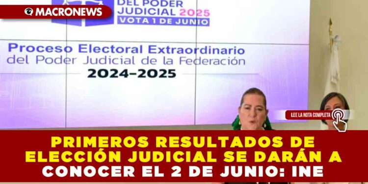 PRIMEROS RESULTADOS DE ELECCIÓN JUDICIAL SE DARÁN A CONOCER EL 2 DE JUNIO: INE