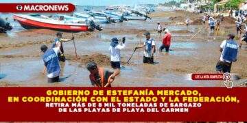 GOBIERNO DE ESTEFANÍA MERCADO, EN COORDINACIÓN CON EL ESTADO Y LA FEDERACIÓN, RETIRA MÁS DE 8 MIL TONELADAS DE SARGAZO EN LAS PLAYAS DE PLAYA DEL CARMEN