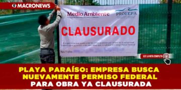 PLAYA PARAÍSO: EMPRESA BUSCA NUEVAMENTE PERMISO FEDERAL PARA OBRA YA CLAUSURADA