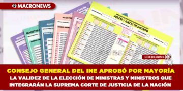 CONSEJO GENERAL DEL INE APROBÓ POR MAYORÍA LA VALIDEZ DE LA ELECCIÓN DE MINISTRAS Y MINISTROS QUE INTEGRARÁN LA SUPREMA CORTE DE JUSTICIA DE LA NACIÓN