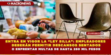 ENTRA EN VIGOR LA “LEY SILLA”: EMPLEADORES DEBERÁN PERMITIR DESCANSOS SENTADOS O ENFRENTAR MULTAS DE HASTA 280 MIL PESOS