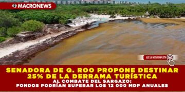 SENADORA DE QUINTANA ROO PROPONE DESTINAR 25% DE LA DERRAMA TURÍSTICA AL COMBATE DEL SARGAZO: FONDOS PODRÍAN SUPERAR LOS 12 000 MDP ANUALES