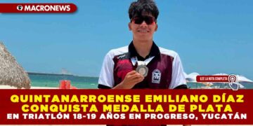 QUINTANARROENSE EMILIANO DÍAZ CONQUISTA MEDALLA DE PLATA EN TRIATLÓN 18-19 AÑOS EN PROGRESO, YUCATÁN