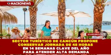 SECTOR TURÍSTICO DE CANCÚN PROPONE CONSERVAR JORNADA DE 48 HORAS EN 14 SEMANAS CLAVE DEL AÑO PARA ATENDER ALTA DEMANDA