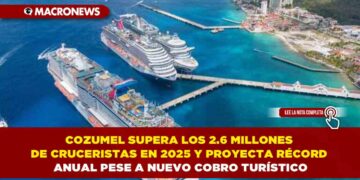 COZUMEL SUPERA LOS 2.6 MILLONES DE CRUCERISTAS EN 2025 Y PROYECTA RÉCORD ANUAL PESE A NUEVO COBRO TURÍSTICO