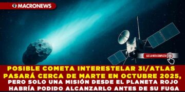 POSIBLE COMETA INTERESTELAR 3I/ATLAS PASARÁ CERCA DE MARTE EN OCTUBRE 2025, PERO SOLO UNA MISIÓN DESDE EL PLANETA ROJO HABRÍA PODIDO ALCANZARLO ANTES DE SU FUGA