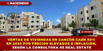 VENTAS DE VIVIENDAS EN CANCÚN CAEN 50% EN 2025 POR PRECIOS ELEVADOS E INFLACIÓN, SEGÚN LA CONSULTORA 4S REAL ESTATE