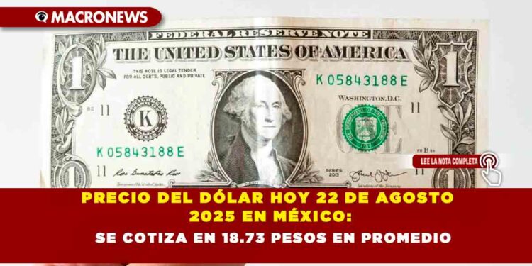 PRECIO DEL DÓLAR HOY 22 DE AGOSTO 2025 EN MÉXICO: SE COTIZA EN 18.73 PESOS EN PROMEDIO