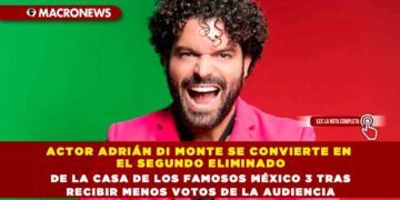 ACTOR ADRIÁN DI MONTE SE CONVIERTE EN EL SEGUNDO ELIMINADO DE LA CASA DE LOS FAMOSOS MÉXICO 3 TRAS RECIBIR MENOS VOTOS DE LA AUDIENCIA