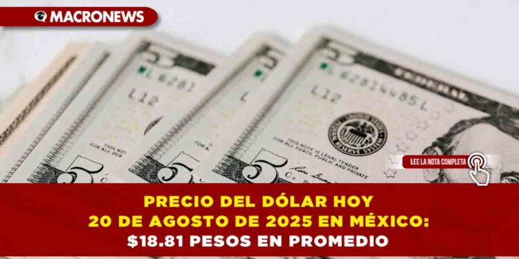 PRECIO DEL DÓLAR HOY 20 DE AGOSTO DE 2025 EN MÉXICO: $18.81 PESOS EN PROMEDIO