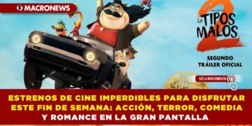ESTRENOS DE CINE IMPERDIBLES PARA DISFRUTAR ESTE FIN DE SEMANA: ACCIÓN, TERROR, COMEDIA Y ROMANCE EN LA GRAN PANTALLA