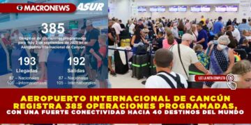 AEROPUERTO INTERNACIONAL DE CANCÚN REGISTRA 385 OPERACIONES PROGRAMADAS, CON UNA FUERTE CONECTIVIDAD HACIA 40 DESTINOS DEL MUNDO