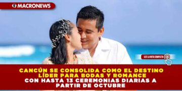 CANCÚN SE CONSOLIDA COMO EL DESTINO LÍDER PARA BODAS Y ROMANCE CON HASTA 13 CEREMONIAS DIARIAS A PARTIR DE OCTUBRE