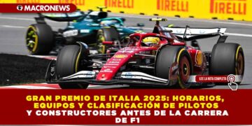 GRAN PREMIO DE ITALIA 2025: HORARIOS, EQUIPOS Y CLASIFICACIÓN DE PILOTOS Y CONSTRUCTORES ANTES DE LA CARRERA DE F1
