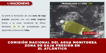 COMISIÓN NACIONAL DEL AGUA MONITOREA ZONA DE BAJA PRESIÓN EN EL ATLÁNTICO : MANTIENE 20 % DE PROBABILIDAD DE DESARROLLO CICLÓNICO EN 7 DÍAS
