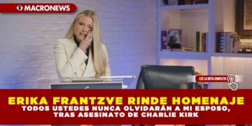 ERIKA FRANTZVE RINDE HOMENAJE: TODOS USTEDES NUNCA OLVIDARÁN A MI ESPOSO, TRAS ASESINATO DE CHARLIE KIRK