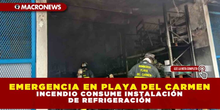 EMERGENCIA EN PLAYA DEL CARMEN: INCENDIO CONSUME INSTALACIÓN DE REFRIGERACIÓN